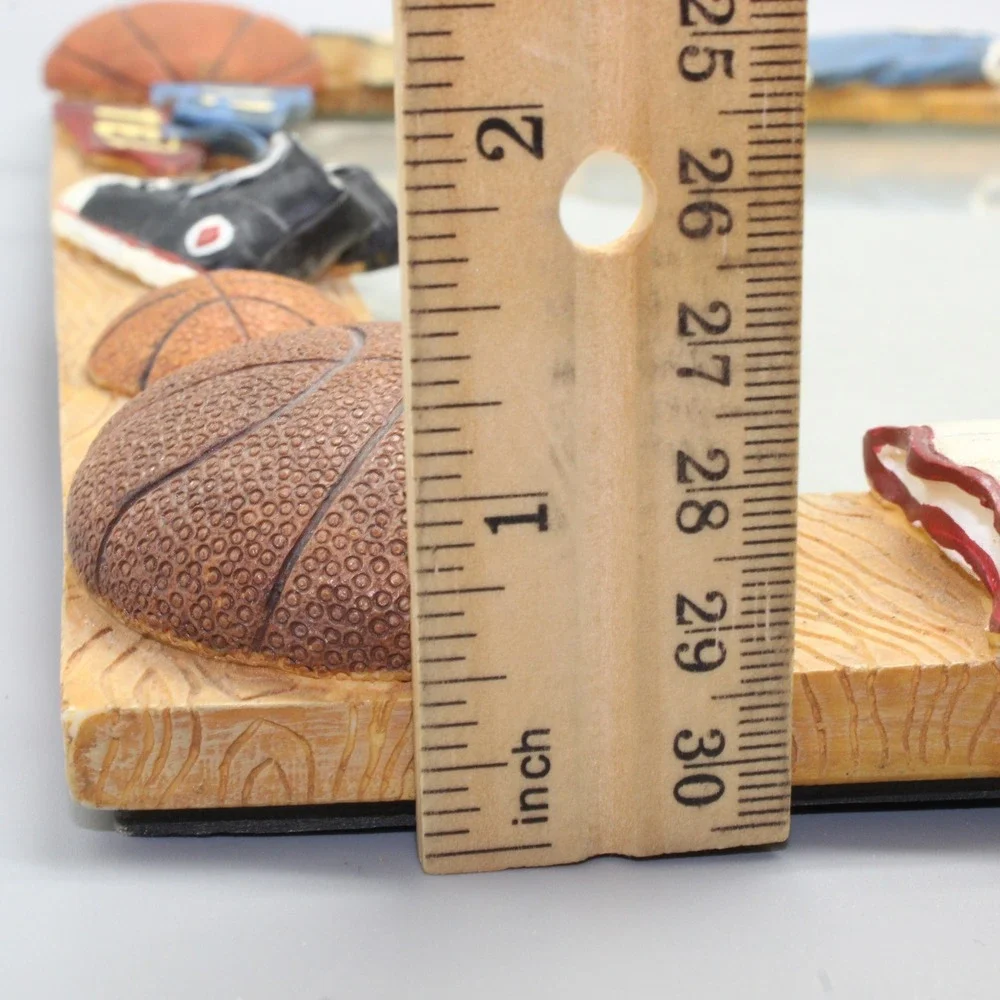 Russ Berrie Basketball Picture Frame 3D Resin Handpainted 8x10 Brown Sport Decor